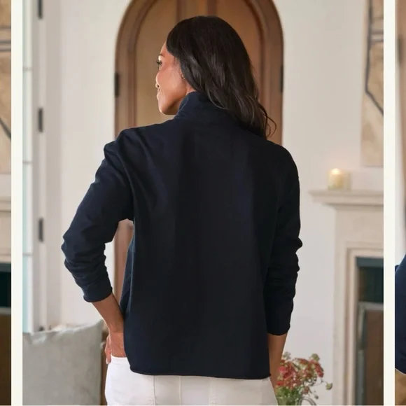 Frank & Eileen Womens large Patrick Popover Henley Heritage Jersey Shirt Navy - Picture 3 of 10